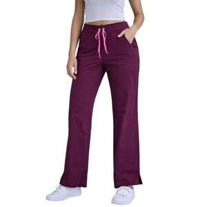 Smitten Scrub‎ Pants Women's XSM Plum Purple Cargo Drawstring Bottom Slit